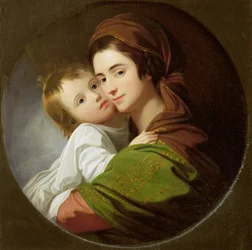 Umělcova manželka Elizabeth a jejich syn Raphael, kolem roku 1773 (olej na plátně)