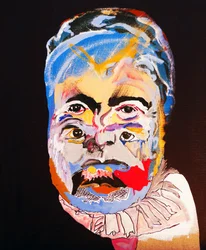 50 významných spisovatelů v historii : Ernest Hemingway, 2015 (olej a akryl na plátně)
