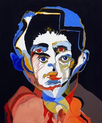 50 významných spisovatelů v dějinách : Franz Kafka, 2015 (olej a akryl na plátně)