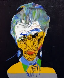 50 významných spisovatelů historie : John Irving, 2015 (olej a akryl na plátně)