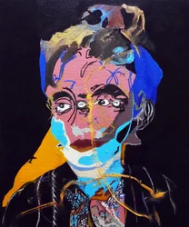 50 významných spisovatelů v dějinách : Marguerite Duras, 2015 (olej a akryl na plátně)