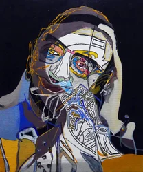 50 významných spisovatelů historie : Michel Foucault, 2015 (olej a akryl na plátně)