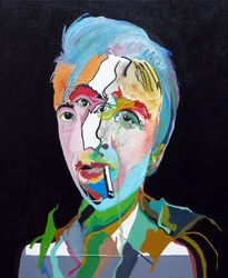 50 významných spisovatelů v dějinách : Roland Barthes, 2015 (olej a akryl na plátně)