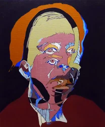 50 významných spisovatelů v dějinách : Simone de Beauvoir, 2015 (olej a akryl na plátně)