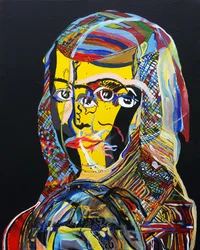 50 významných spisovatelů v dějinách : Sor Juana Ines de la Cruz, 2015 (olej a akryl na plátně)