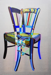 Chaise manifeste 1, 2023 (olej a akryl na kombinovaném plátně)