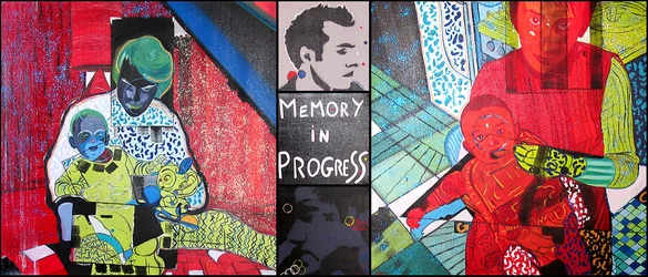 Memory in progress, 2001 (olej a akryl na 5 vedle sebe umístěných plátnech)