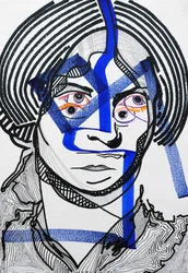 Surportrét : Charlotte Brontë, 2019 (akryl na papíře)