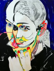 Surportrét : Gabrielle Roy, 2021 (olej a akryl na dřevěné desce)
