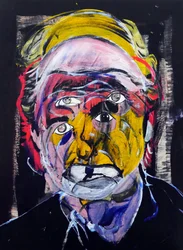 Surportrét : Philip Roth, 2021 (olej a akryl na dřevěné desce)