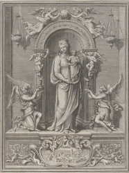 Madona z Loreta, ve výklenku s andělem po obou stranách, 1650-1724.