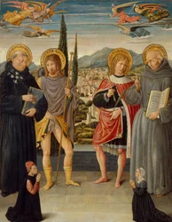 Svatí Mikuláš z Tolentina, Roch, Sebastian a Bernardino ze Sieny..., 1481.
