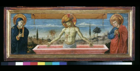 Kristus ve zbožnosti mezi Pannou a svatým Janem, kolem roku 1450