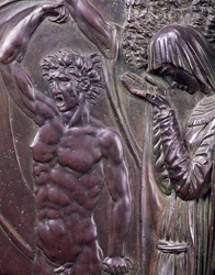Perseus zachraňující Andromedu, detail křičícího muže z bronzu