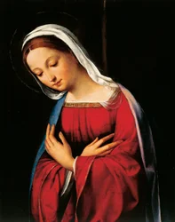 Madonna, detail z Narození Páně od Garofala (1481-1559)