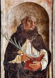 Reprezentace svatého Petra z Verony (Petra z Verony) Freska od Bernardina Butinoneho (1435-1507) 1482-1486 Bazilika Santa Maria delle Grazie Milán Itálie