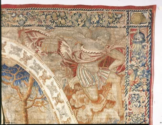 Bruselský alegorický gobelín znázorňující měsíc prosinec z "Medailonových měsíců", kolem roku 1525