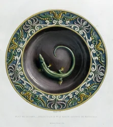 Plate au lizard - Plet céramique, v „Dílo Bernarda Palissyho““ od C. Delange a C. Bornemana, Paříž