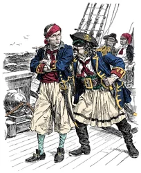 Dva piráti vyhrožují Ilustrace od Bernarda Partridge (1861-1945) z časopisu 