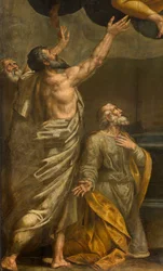 Apsida, oltářní obraz od Bernardina Gattiho s názvem Il Sojaro dokončený Giovanni Battista Trotti s názvem IL Malosso, Nanebevzetí Panny Marie