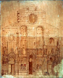 Fasáda katedrály (duomo) ve Florencii. Kresba perem a krví Bernardina Poccettiho (Bernardino Barbatelli) (1548-1612) Rozm. 101x58 cm Florencie, Museo del 