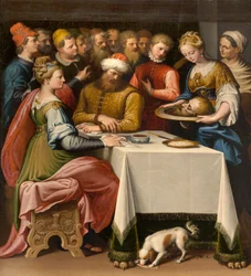 Kaple Panny Marie lidu, druhé rozpětí severní strana, Bernardino Campi, hostina Heroda 1569