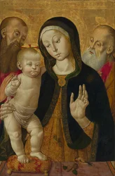 Madona s dítětem a dvěma svatými poustevníky, počátek 80. let 14. století (tempera na desce)