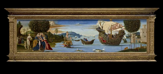 Milovaný Enalu obětovaný Poseidonovi a ušetřený, kolem roku 1512 (tempera, olej a plátkové zlato na dřevě)