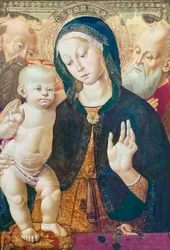 Panna a dítě se dvěma svatými, cca 1500 (olej na desce)