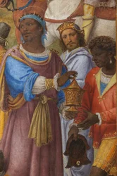 Detail Klanění tří mudrců, presbytář nebo hlavní kaple (freska)