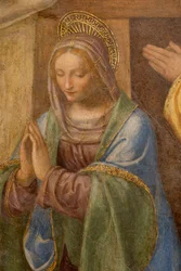 Narození a klanění pastýřů, c. 1520-1525. Detail (olej na panelu)