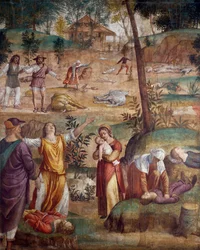Smrt prvorozeného, Bernardino Luini (cca 1480-cca 1532), freska přenesená na dřevo, 211x169 cm.