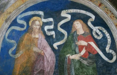 Apoštol Andrew a prorok Izajáš - Apoštol Ondřej a prorok Izaiáš, Pinturicchio, Bernardino, Workshop of (1454-1513). Čerstvý