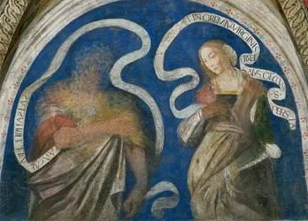 Le prophete Zacharie et la sibylle persique (Sabbe) - Prorok Zachariáš a perská Sibyla, Pinturicchio, Bernardino, dílna (1454-1513). Freska