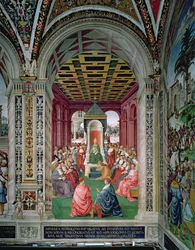 Aeneas Sylvius Piccolomini (1405-64) učinil akt podřízení se papeži Evženu IV. (1383-1447) 7. února