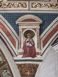 Svatý Jeroným, detail učitelů církve (freska