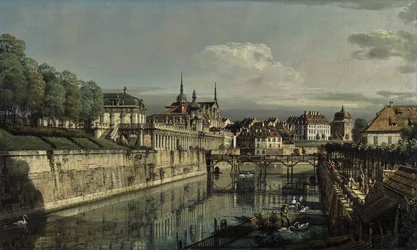 Německy: Dresden, am Zwinger Pohled na příkop Zwingeru