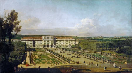 Zámek Schönbrunn pohledem ze zahrad, mezi lety 1758 a 1761
