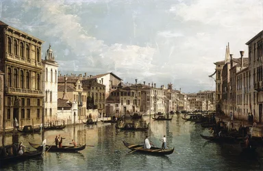 Canal Grande, Benátky, pohled na východ od Palazzo Flangini k Palazzo Venramin Calergi, asi 1742