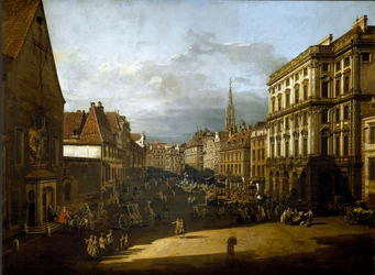 Pohled na trh mouky ve Vídni Obraz Bernarda Bellotta (1720-1780) 1760 Ne. 116x155 cm Vídeň, Kunsthistorisches Museum