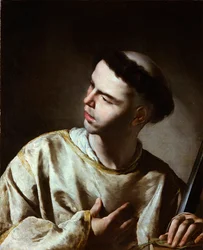 "Saint Laurent"" (Saint Lawrence) Malba Bernarda Cavallina (1616-1656) - 40. léta 17. století - Olej na plátně - Rozměr 65,5 x 53,5 cm Muzeum Lazara Galdiana, Madrid