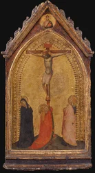 Ukřižování s Máří Magdalenou, Madonou a Janem Evangelistou (tempera na desce)