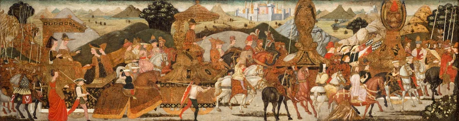 Alexandrův triumf, kolem roku 1485 (templář a zlacení na desce)