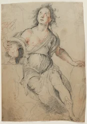 Alegorická postava, asi 1635 (černá křída s červenou křídou )