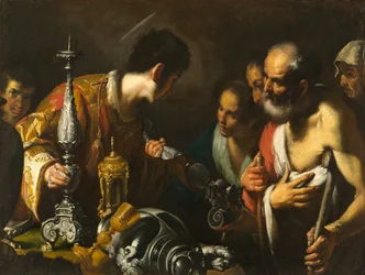 Svatý Vavřinec rozdává poklady církve, kolem roku 1625