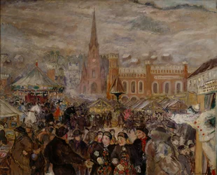 Drammen market (olej na plátně)