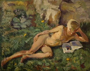 Knut v trávě (olej na plátně)