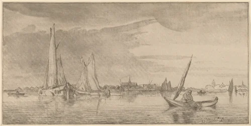 Řeka s městem, 1775.