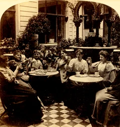 Osvěžující - Unter den Linden Café, Berlín, Německo, 1894.