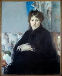 Portrét madame Edmy Pontillon, rozené sestry Morisotové umělce. Obraz od Berthe Morisot